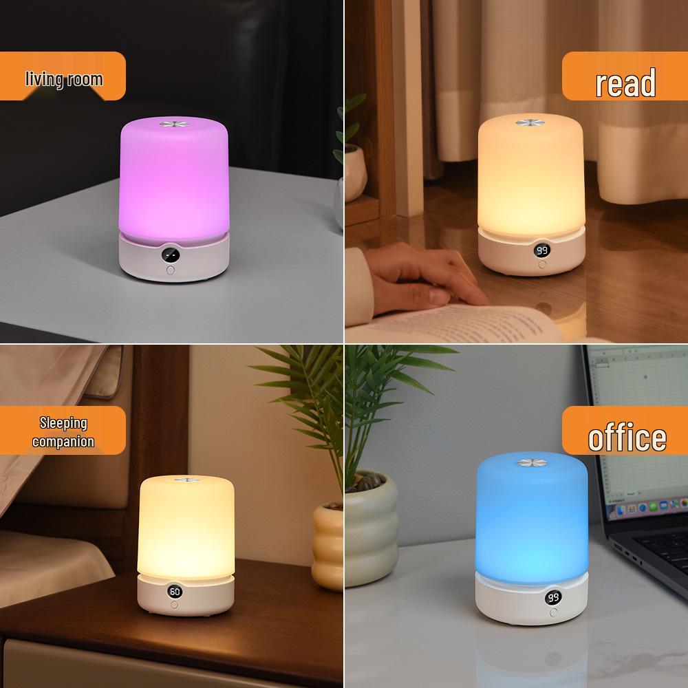 Cylindrical USB LED Night Light with Timer - Bedside Sleep Companion