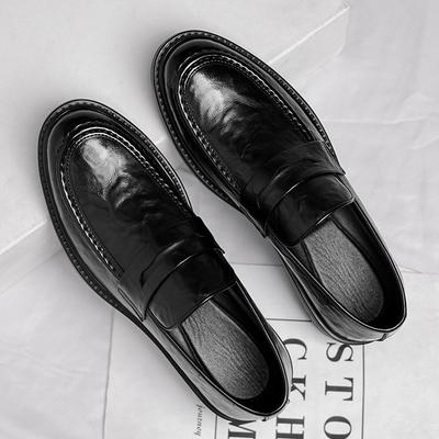 Inner Height Increase Business Casual Leather Shoes Men's 6cm Foot Set Men's Shoes One Pedal Low-top Doudou Shoes Men's