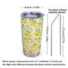 Car Tumbler 591ml(1 Random Straw Included)Lemon Leaf MotifStraight Travel Mug Commuter Cup Vacuum Insulated Cup