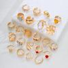 IF ME Floral Gemstone Ring Set For Women Vintage Irregular Lava Texture Opal Inlaid Rings Trendy Statement Jewelry