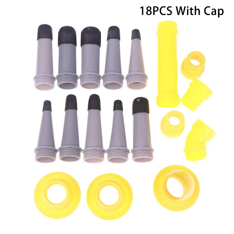 15/18Pcs Caulk Finisher Kit Glass Glue Caulking Nozzle Tips With Connection Bases Replacement For Bathroom Kitchen Doors