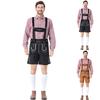 Disfraz Bávaro Oktoberfest para Hombre - Conjunto de Camisa a Cuadros de Manga Larga y Pantalones con Tirantes