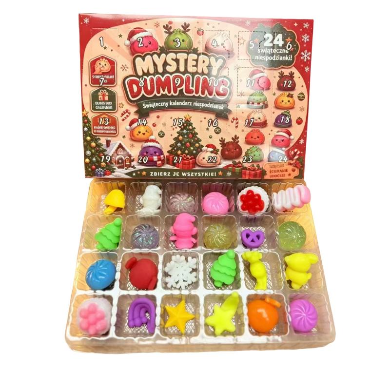 Christmas Advent Calendar 24 Day Countdown Surprise Box Dumpling Squishies Slow Rebound Squeeze Sensory Gift Decor