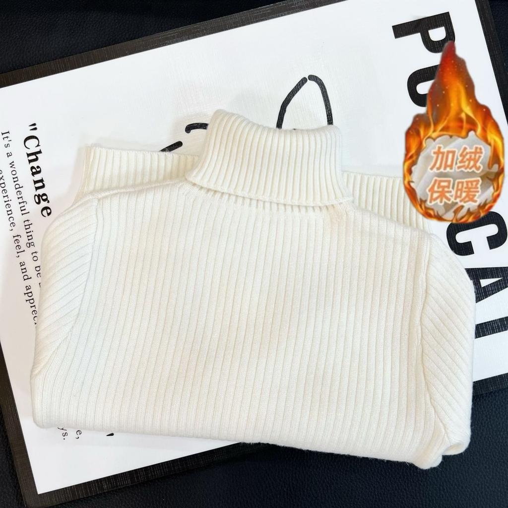 Kids Winter Fleece Lined Turtleneck Sweater Warm Thick Knit Pullover For Toddler Boys Girls Thermal Base Layer Top