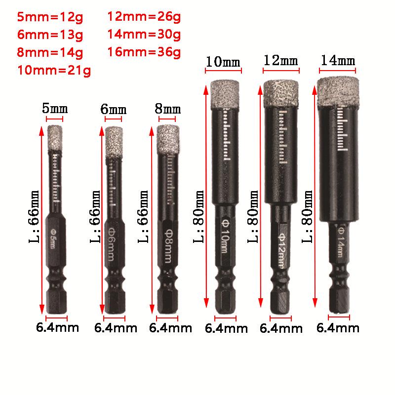 Diamond Brazed Marble Hole Saw, Hex Shank Drill Bit for Stone, Tile, and Granite.