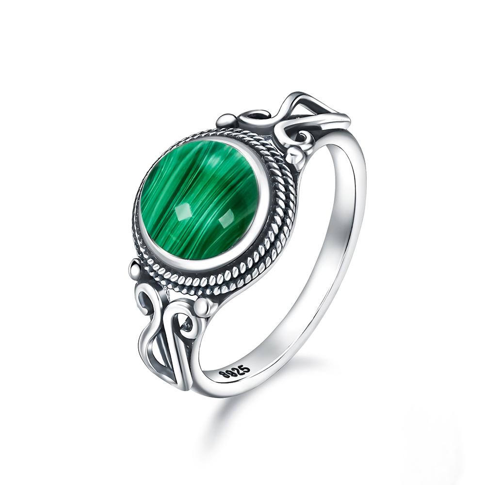 Pierścionek ze srebra sterlingowego z czarnym onykssem Vintage Prosty minimalistyczny styl Okrągły kształt Kamień naturalny Czarny pierścionek Biżuteria dla kobiet