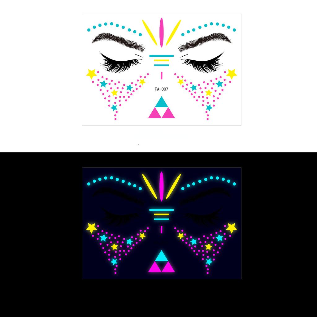 Music Festival Fluorescent Face Waterproof Nightclub Masquerade Neon Glow Tattoo Stickers