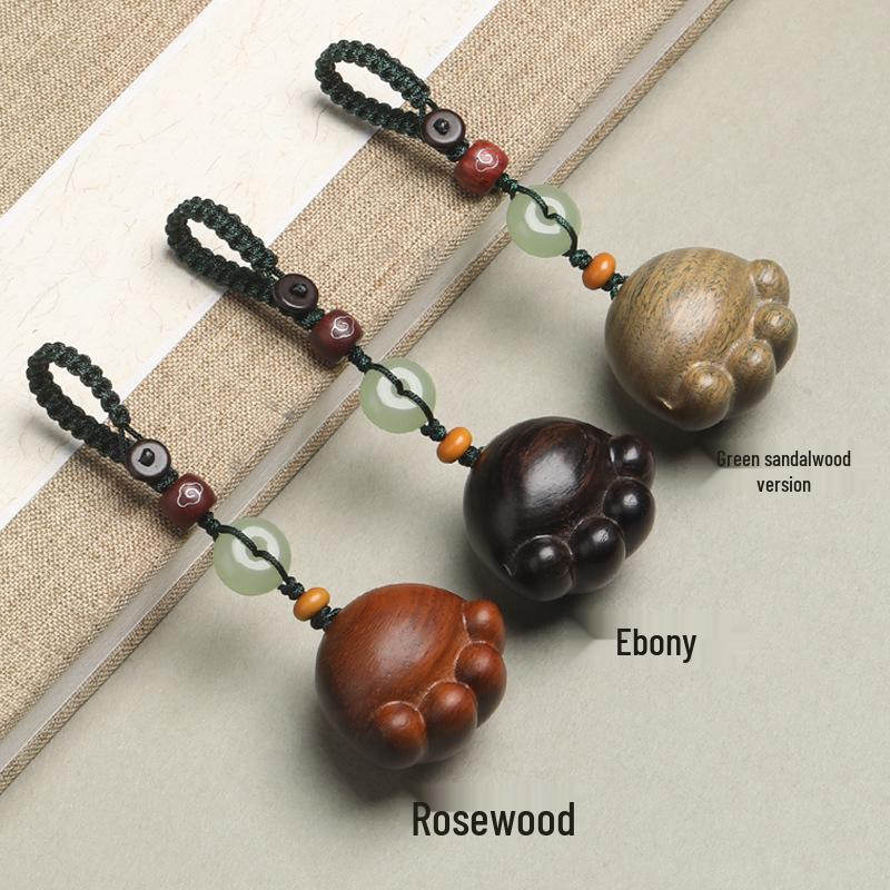 Sandalwood Cat Paw Keychain - Cute Cartoon Pendant Ornament for Women