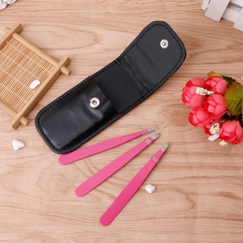 3 Pcs Professional Eyebrow Tweezers Hair Beauty Slanted Stainless Steel Tweezer