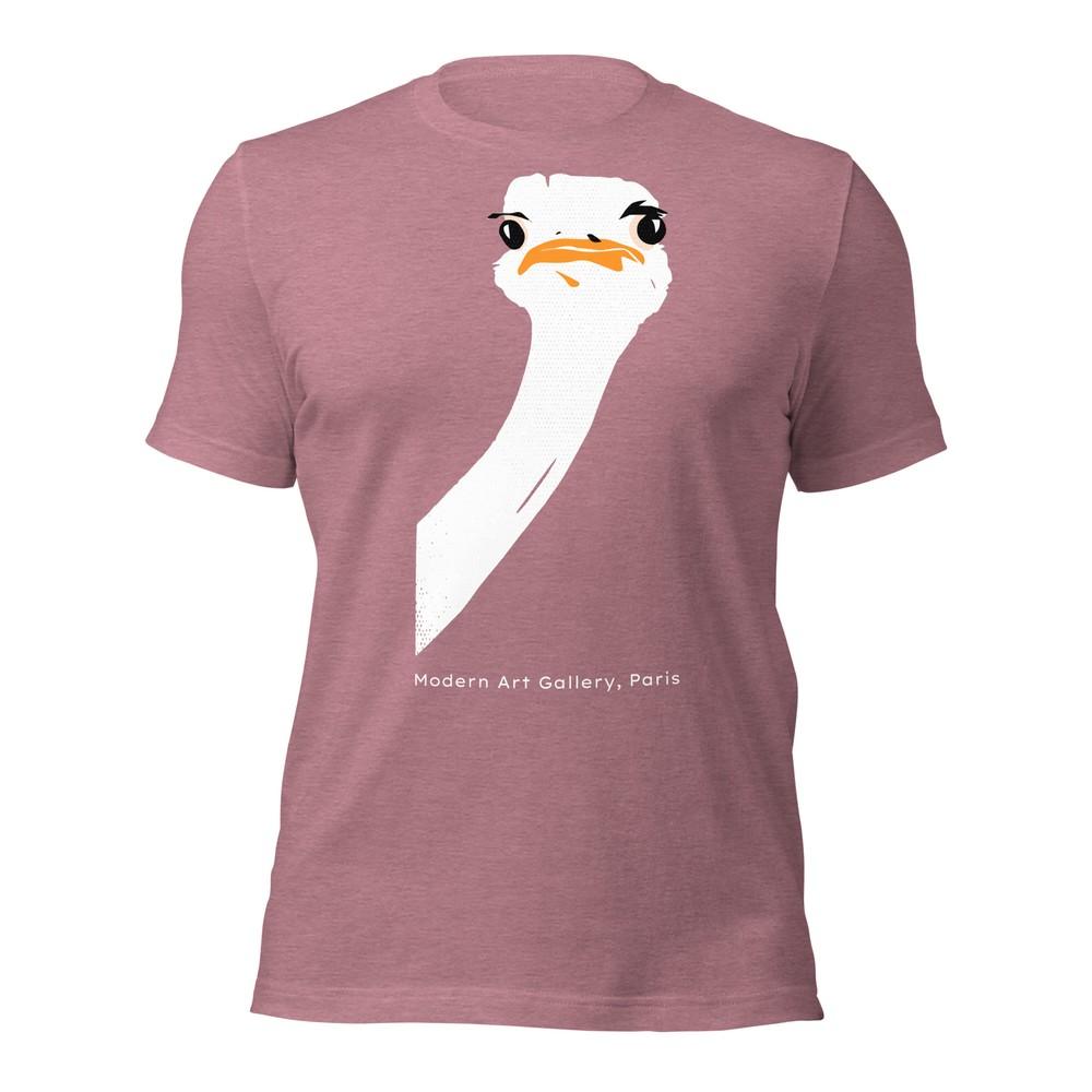 White Ostrich Print T-shirt Modern Art Gallery Paris Soft Nature Lover Tee Unisex T-Shirt XXL