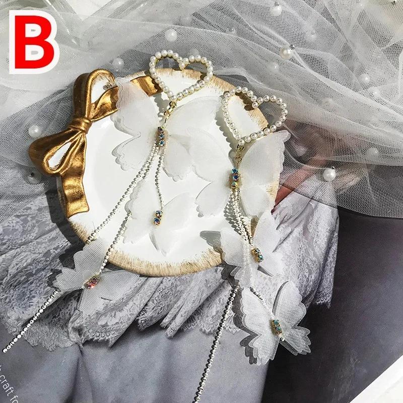 Lange Weiße Mode Schmetterling Ohrringe Böhmische Quastenohrringe Süß Romantisch Lieblich Geschenk Feiertagspartys Accessoires für Frauen