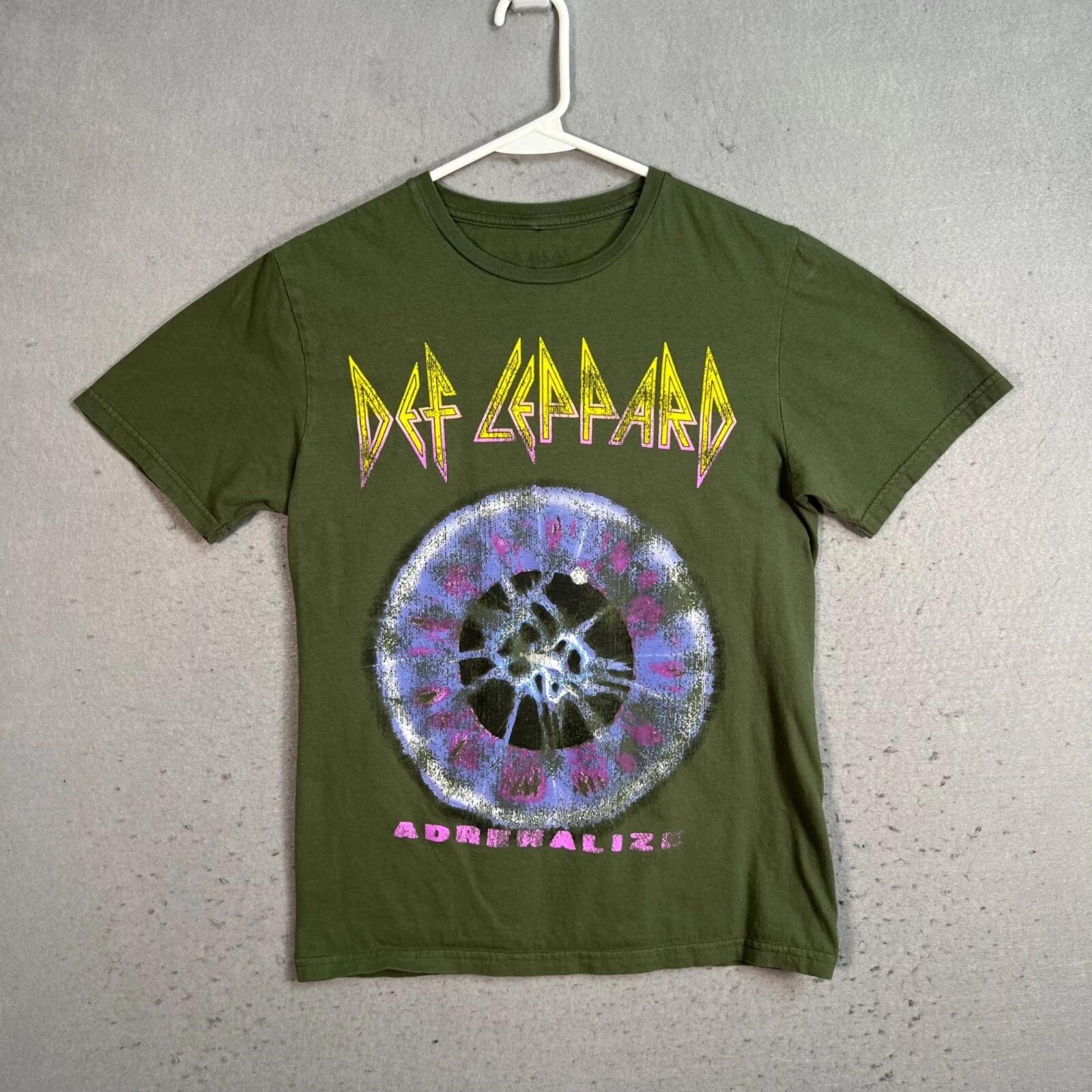 Def Leppard Adrenalize Band Graphic T-Shirt Small Green Short Sleeve Mens S