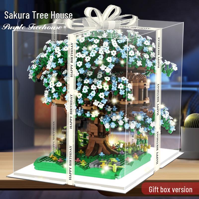 Compatible Purple Cherry Blossom Tree House for Lego with Castle Bouquet, Assembly Toys for Kids, Gift & Exquisite Ornament