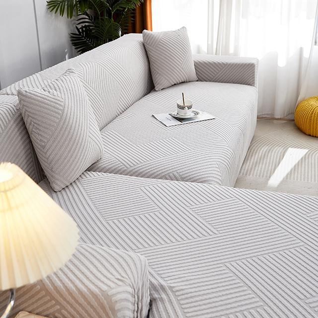Elasticized Jacquard Sofa Slipcovers Soild Colour Dust Proof Sofa Covers L Shape Sofa Guard Designed For Living Room Office Couch Covers
