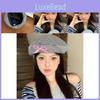 Elegant Korean Style Plaid Bowknot Cloud Beret Hat For Women And Men Spring Fashion