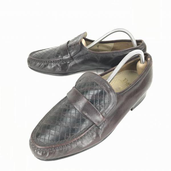 

Английское наследие/BARKER/Тисненые кожаные лоферы слипоны туфли для платья/27.5/Темно-коричневый×Черный/