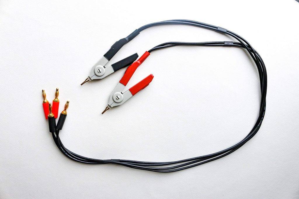 LCR meter, resistance measurement, Kelvin, clip, banana clip, 4 terminals, impedance, wiring, measurement, test wire, test lead.