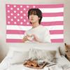 1 Stück SKZ Han Wandteppich Rosa US-Flagge Fingerherz-Druck Kpop Fan-Geschenk und Feierkunst