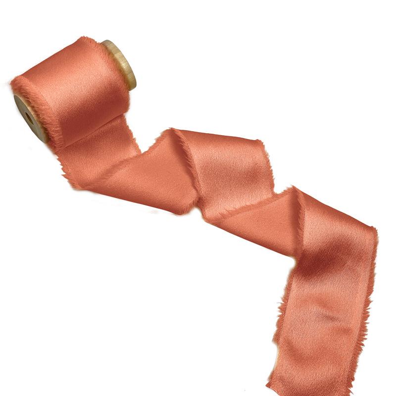4CM*5yard Frayed Silk Ribbon Edged Wrinkle Handmade Ripped Wedding Party Flower Bouquet Gift Packing Decorations Pink DIY Craft