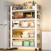 Movable 5-Tier Carbon Steel Kitchen Storage Shelf with Wheels