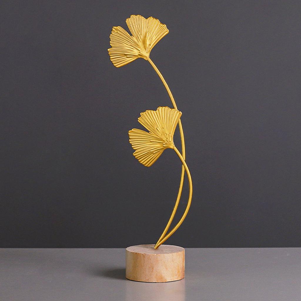 Goldene Ginkgoblatt-Statue Dekorative Moderne Eisen-Ginkgoblatt-Desktop-Ornament für Tischplatte Eingangsbereich