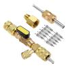 Dual Size 1/4" & 5/16" SAE Valve Core Remover/Installer Tool Kit, for R22 R32 R410A R134A , Valve Changer w/Magnet & Bypass Port