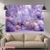 2D Purple Romantic Floral Backdrop, Wisteria & Birdcage Banner, Bridal Shower Party Decor