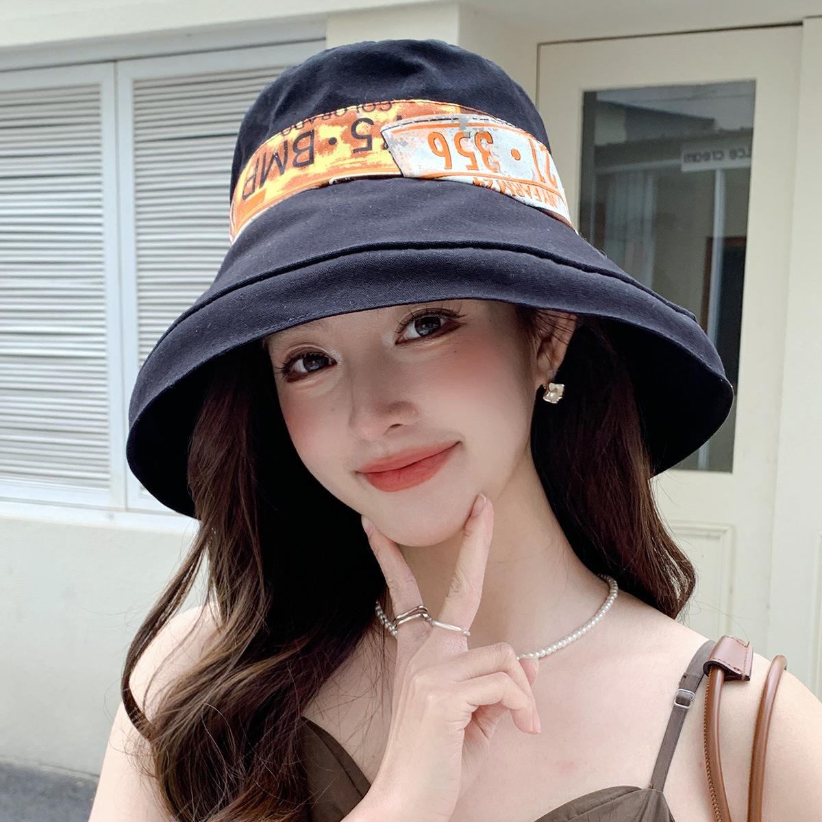 

Летняя женская шляпа от солнца защита от солнца дорожный козырек прилив защита от УФ лучей пляжная шляпа универсальная M（56-58cm） чёрный