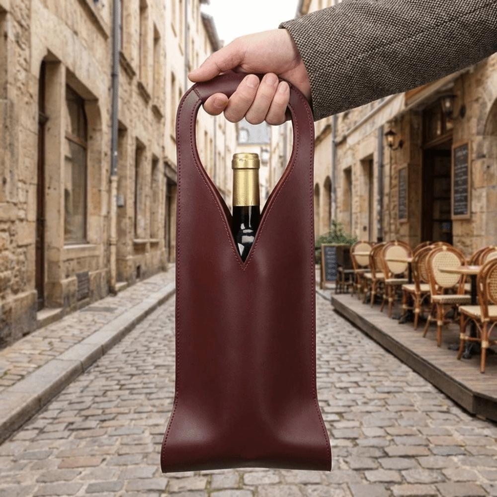 Waterproof Wine Tote Sturdy Handle Champagne Carrier Reusable Leather Wine Carrier  Wine Tasting