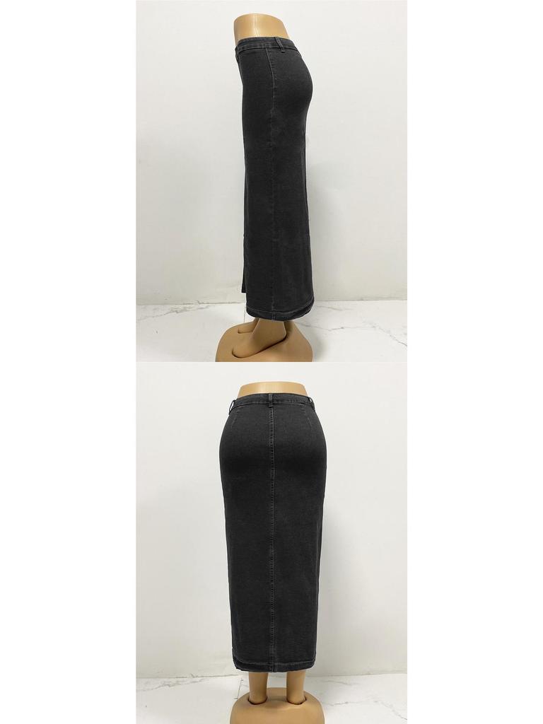 Women's High Waist Irregular Slit Denim Skirt - Sexy Slim Fit, Hip-Hugging
