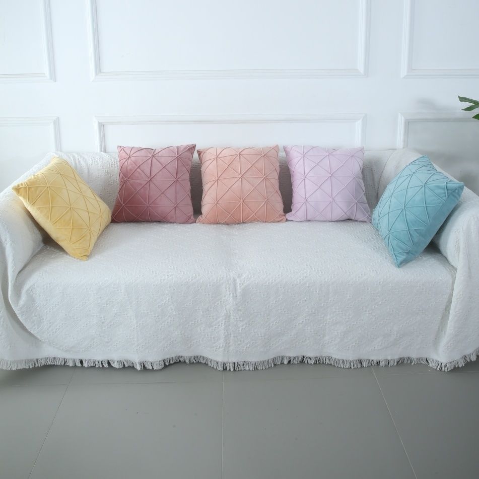 45cm Cushion Cover Modern Simple Soft Fluffy Pure White Plush Pillow Home Cushion Artificial Imitation Wool Pillow Cover