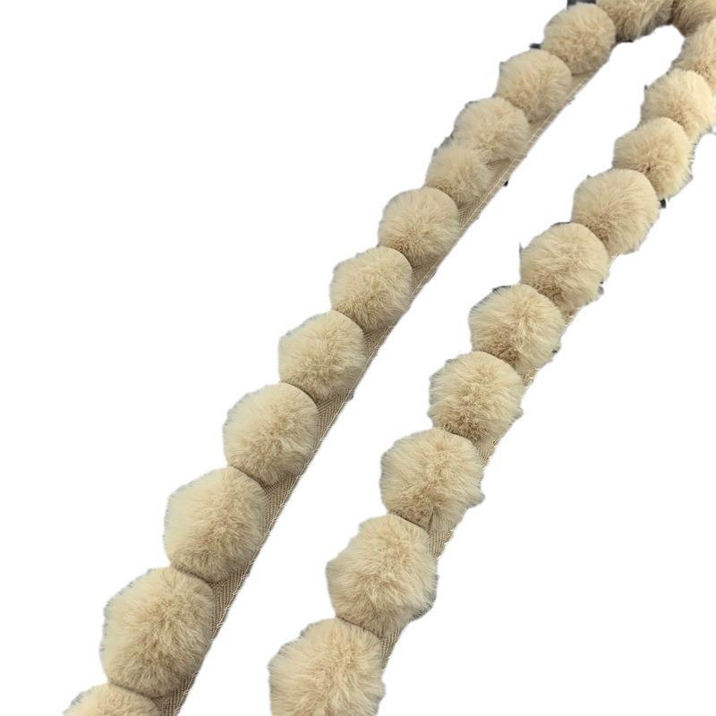 Lace Trim & Faux Mink Fur Pom-pom Border for Crafts and Clothing