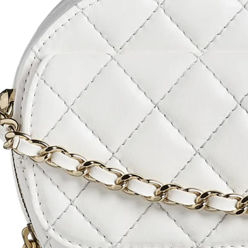 Chanel Sheepskin Material Gold Metal Crossbody Bags Women's White AS3191-B07958-10601