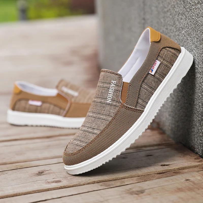 Canvas Shoes Men Breathable Board Shoes for Men One Foot for Work Middle-aged and Elderly Dad Casual Oversized Shoes