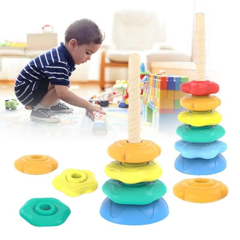 Tower Rainbow Rotating Children Early Education Educational Plastic Toys Gifts