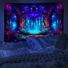 2D Blacklight Forest Tapestry, UV Reactive Neon Fantasy Tree Wall Hanging