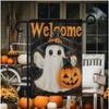 Halloween Cute Ghost Welcome Mini Garden Flag Fall Pumpkin Black Cat Front Lawn Decor Banner