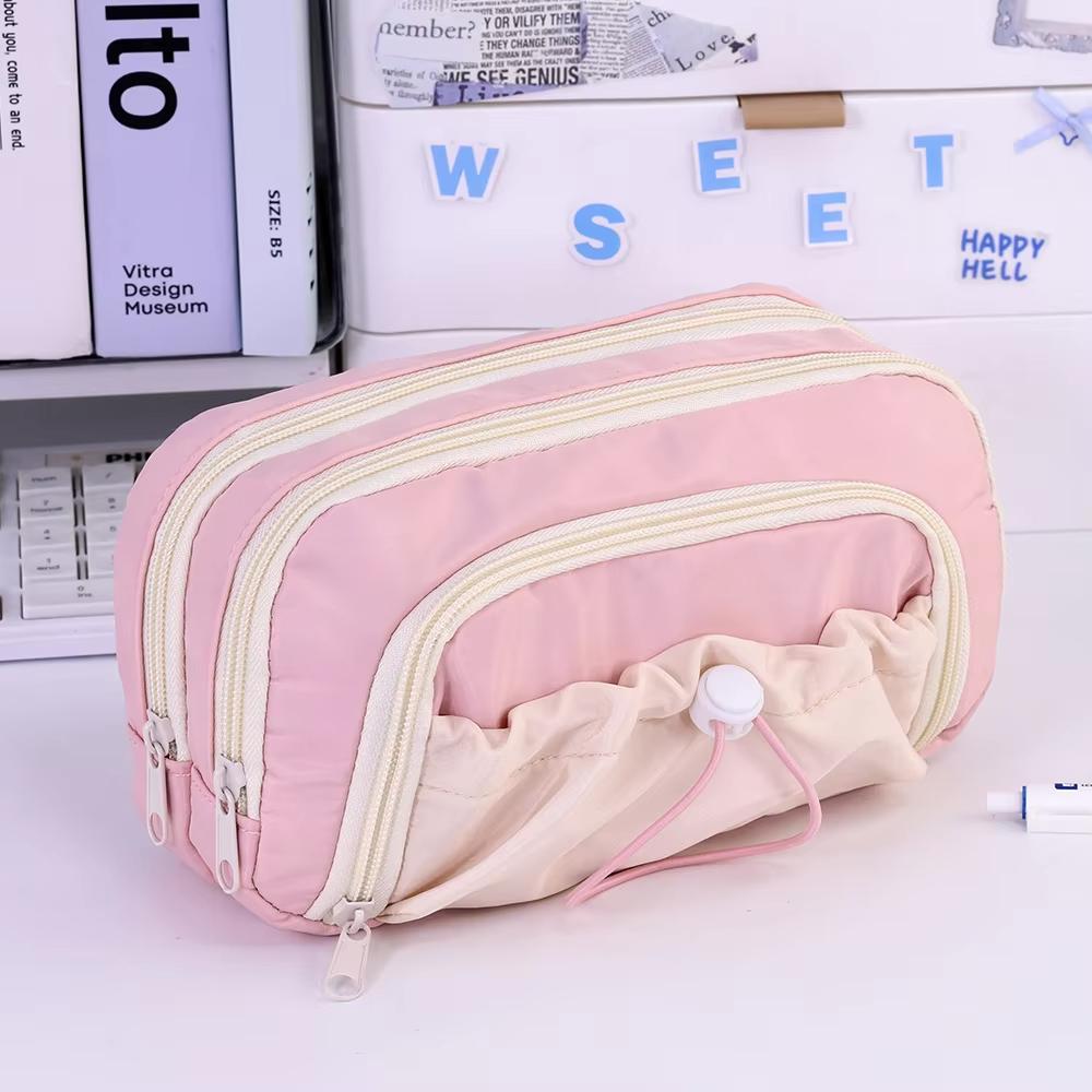 3 Layers Large Capacity Pencil Bag Aesthetic Pen Case Big Stationery Bag Zipper Pencil Pouch Children Pen Bag School Supplies