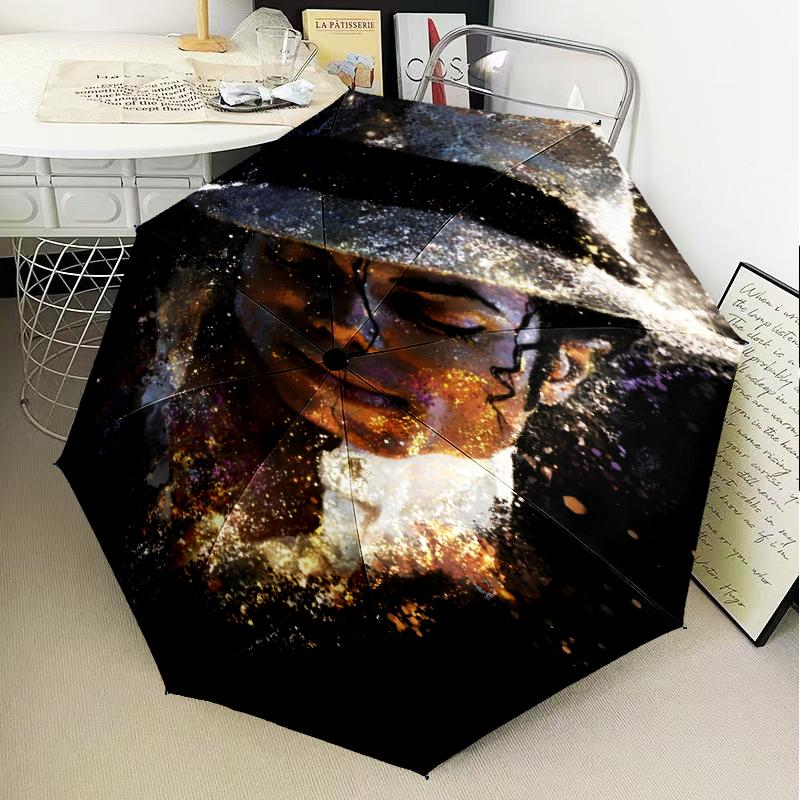 Michael Hat Umbrella Folding Umbrella, Automatic Umbrella 8-Frame for Travel, Camping Use Gift for Halloween Christmas