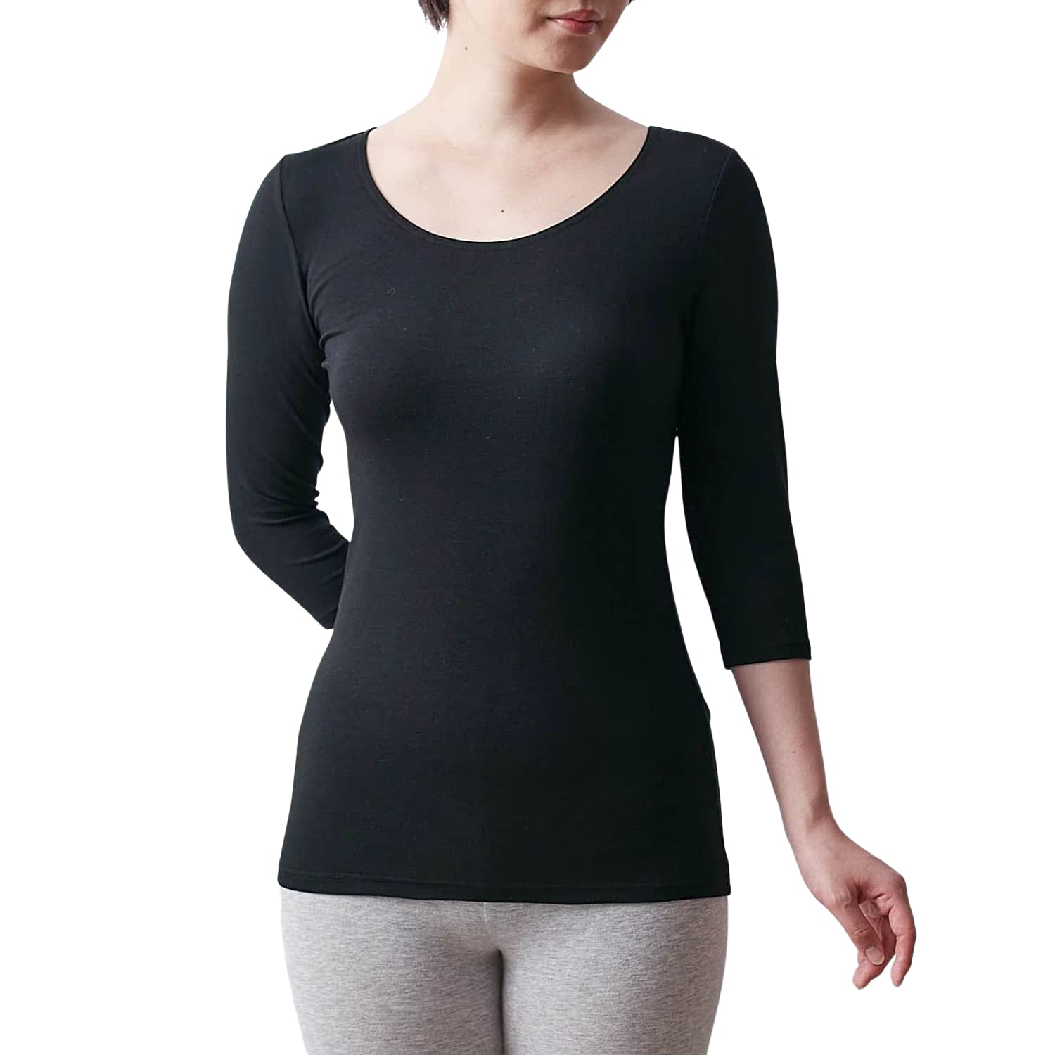 

Внутренняя хлопковая рубашка Crew Warm Hot Black M [Belle Maison] женская, рукав 3/4, смесь, воротник, внутренняя одежда, хлопок,
