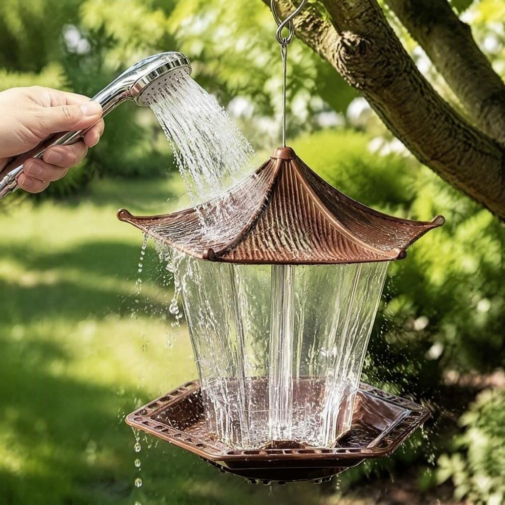 Pavilion Shape Garden Bird Food Tray Large Capacity Wild Feeding Station Yard Decoration