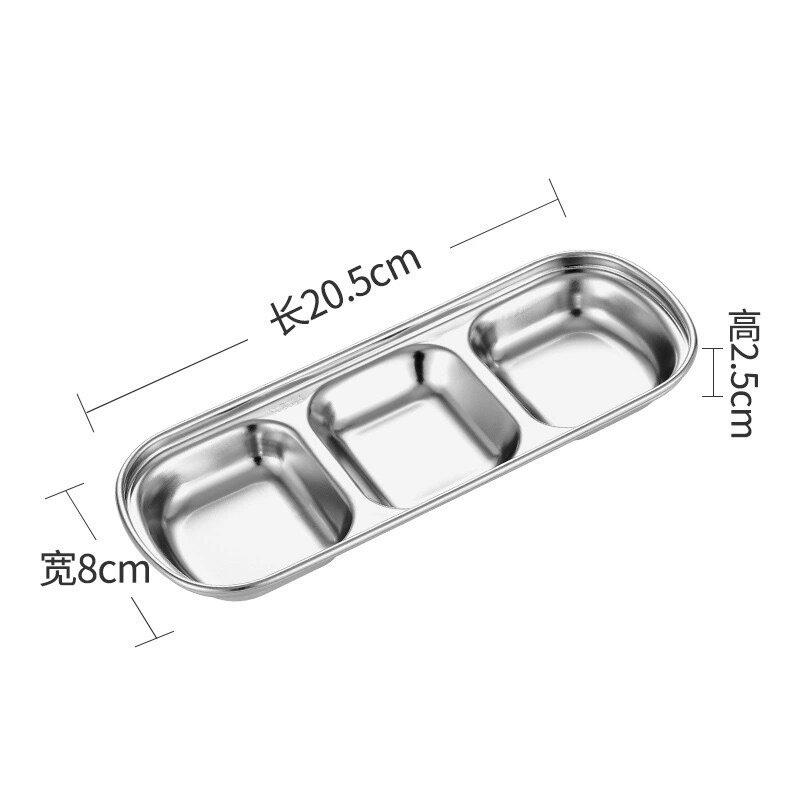 

Поднос для соусов из нержавеющей стали 304 с 3 отделениями, поднос для приправ, соусник для приправ, столовые приборы для BBQ, ресторана, блюдо для приправ для хот-пота, соусник