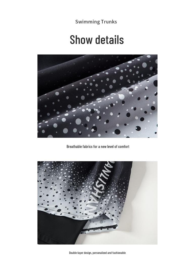 Men's Quick-Dry Swim Trunks: Double Layer, Anti-Embarrassment, Breathable Mid-Length Beachwear for Running and Hot Springs.
