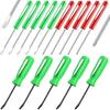 15 Pieces Pocket Screwdriver with Magnet Pocket Clips 2 Ends Mini Top Slotted and Cross Head Slotted Head With Magnet Top Mini Pry Bar Set,Green,Red