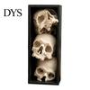 Horror Theme Decor Skulls Book Nook, Gothic Skull Bookshelf Insert, 3 Tier Stacked Sculpture Mysterious Library with Black Frame, Academia Spooky for