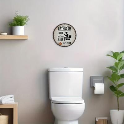 Vintage Wooden Bathroom Sign This Is A Bathroom Not A Cafe Funny Wall Art Rustic Hanging Round Plaque for Farmhouse Restroom Washroom