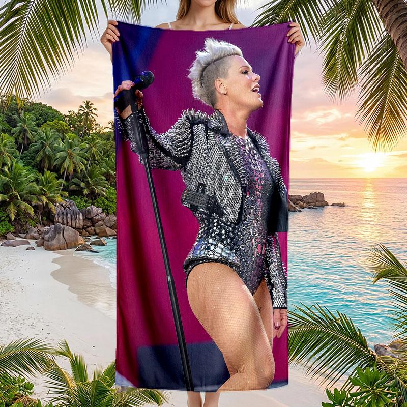 Large Beach Towel Quick Dry Absorbent Towel For Beach IndoorP!nk Singer