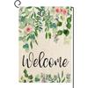 Welcome Spring Summer Floral Garden Flag Vertical Double Sided 30.48x45.72cm Flowers Yard Flag for Outside Farmhouse Holiday Green Leaves Anniversary