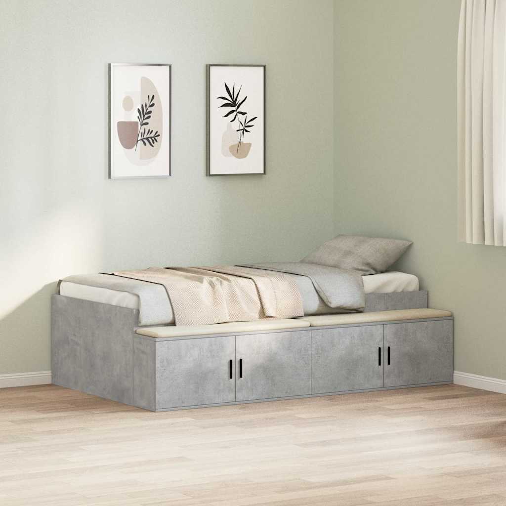 Bed Frame with Drawers Concrete Grey 80 x 200 cm Engineered Wood