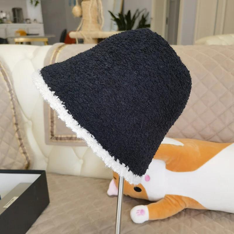 New Winter Hat Ins Wind Japanese Bucket Hats Korean Version Cute Knitted Hats Wool Bucket Hat For Women Mother Mum Gift